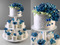 Свадебный с синими цветами и пирожными