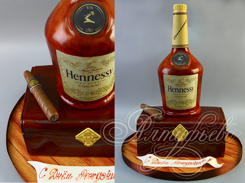 Торт бутылка коньяка Hennessy