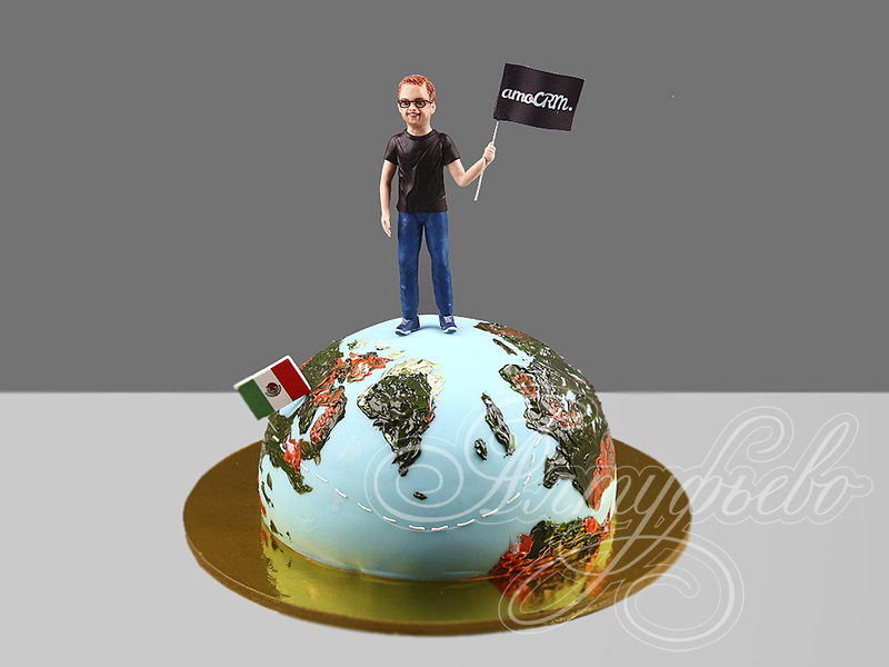 Торт Земной шар с фигуркой мужчины