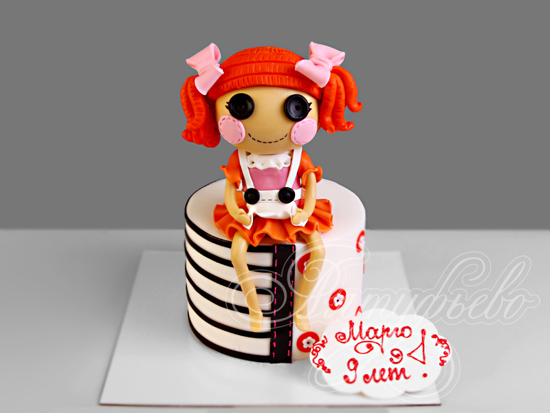 Детский торт Кукла Lalaloopsy "Искорка" для девочки на день рождения в 9 лет одноярусный с мастикой