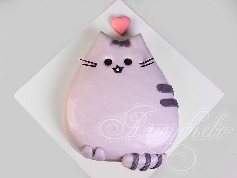 Торт для любимой Pusheen Cat одноярусный с мастикой