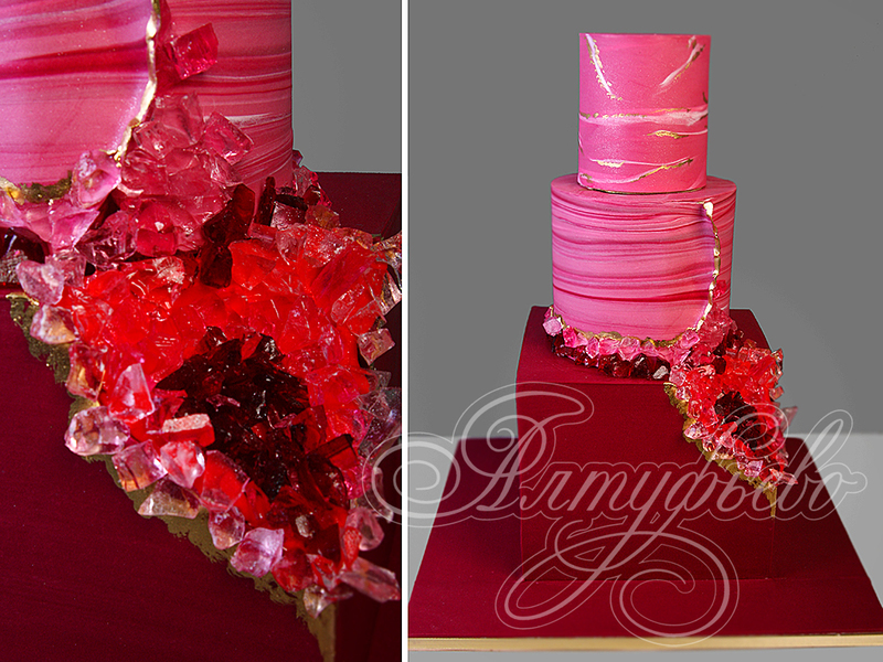 Торт на свадьбу розового цвета