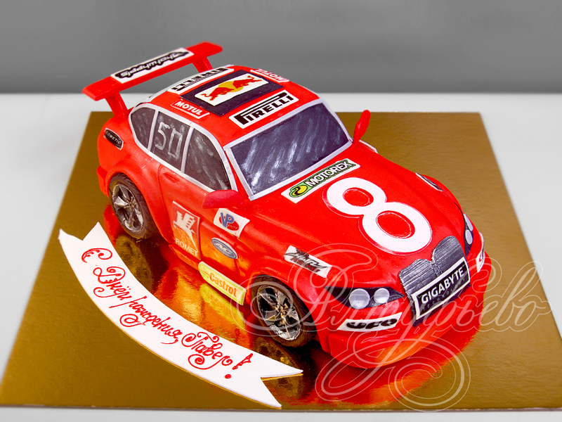 Торт красный спортивный автомобиль