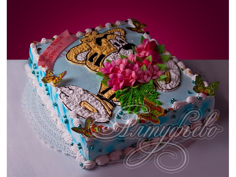 Торт «Тигренок и цветы»