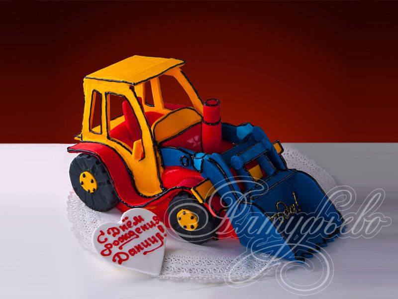 Детский торт «Цветной трактор»