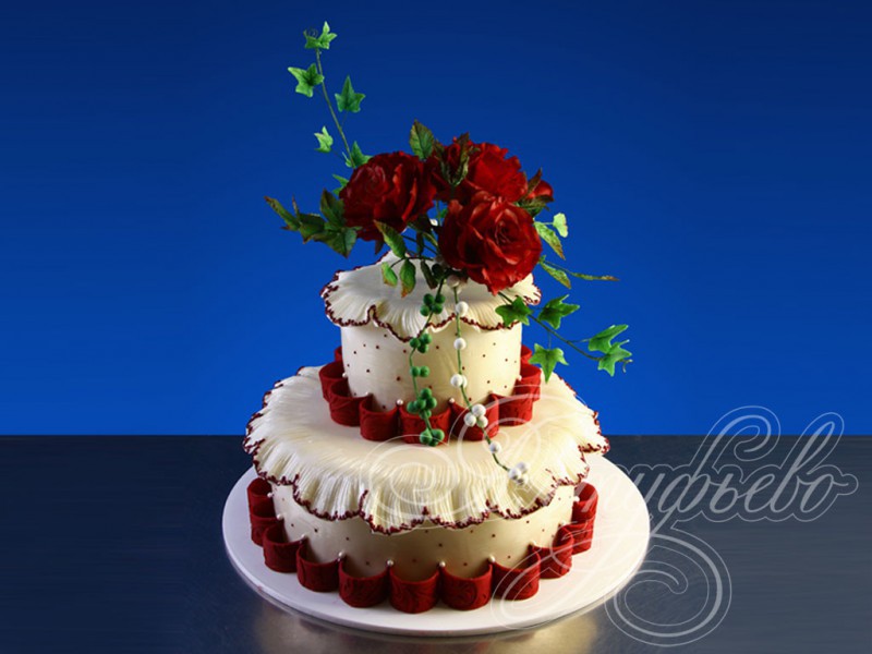 Торт к 8 марта «Алые розы для прекрасных дам»