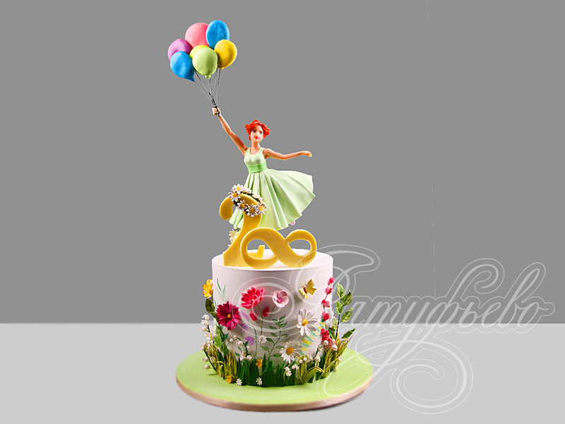 Торт Девушка с воздушными шарами