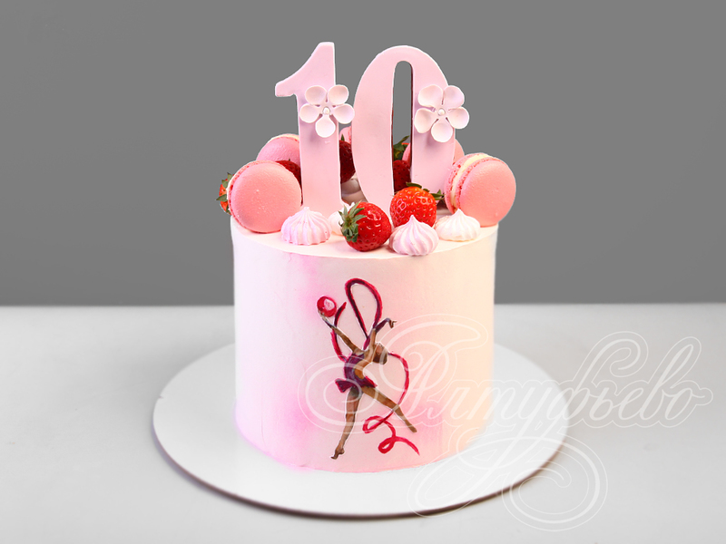 Детский торт девочкам на 10 лет розового цвета