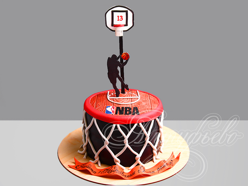 Детский торт Баскетбол на 13 лет в день рождения одноярусный