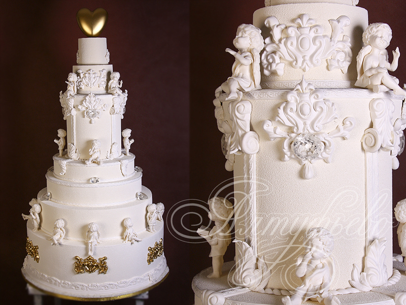 Белый Свадебный торт с Ангелами 22124819