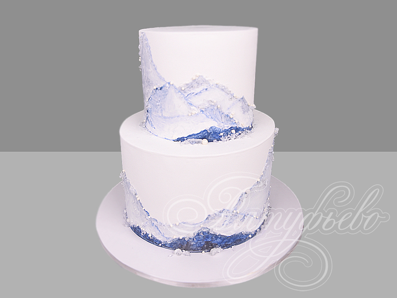 Свадебный со снежными вершинами стоимостью 24 170 рублей в категории С жемчугом - торты на заказ ПРЕМИУМ-класса. Цена: 3 180 руб/кг. Свадебный со снежными вершинами