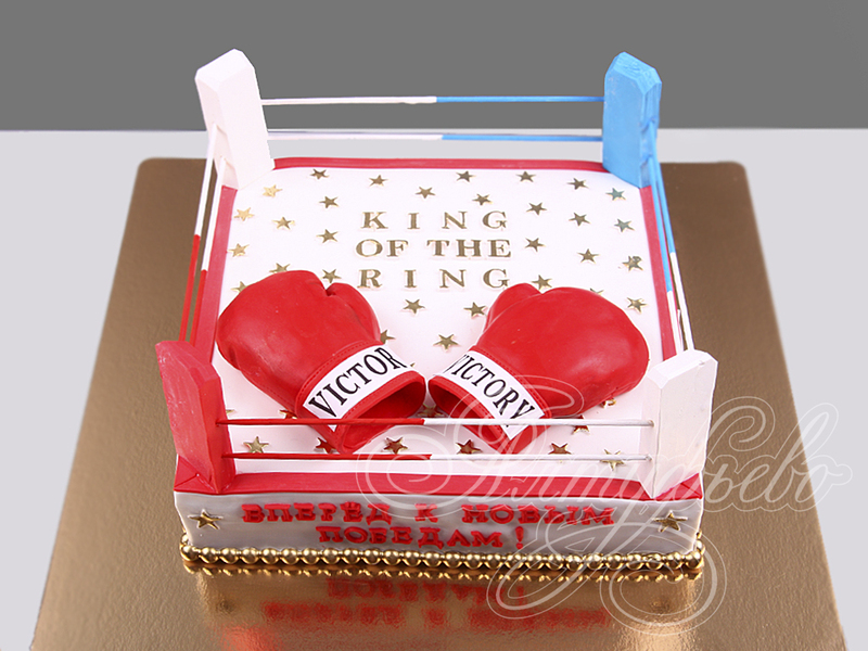Детский торт Боксерский ринг с перчатками на день рождения на 15 лет