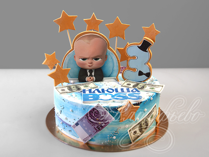 Детский торт Baby Boss одноярусный мальчику на день рождения в 3 года