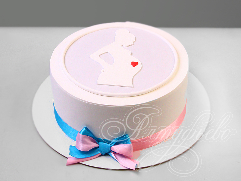 Торт для будущей мамы одноярусный с изображением беременной женщины