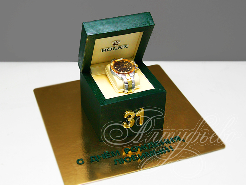 Торт часы Rolex в подарочной коробке для мужчин на день рождения в 31 год