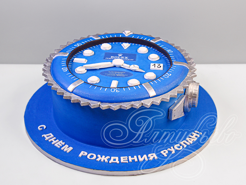 Торт мужские часы Rolex голубые