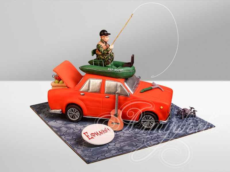 Торт машина Жигули для рыбака