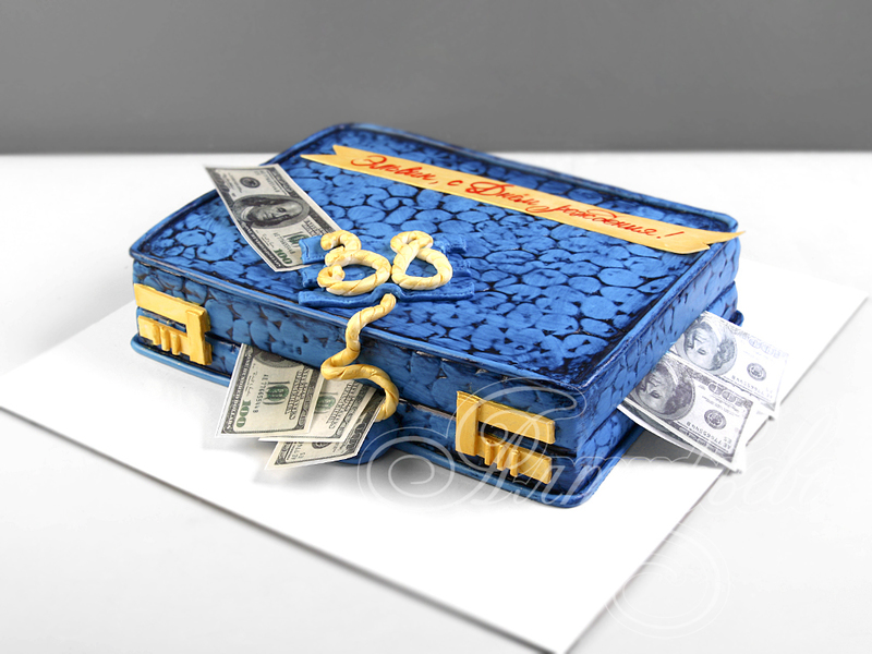 Торт "Чемодан с долларами" на 35 лет