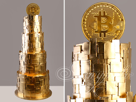 Золотой торт с Биткоином
