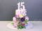 Торт с цветами и бабочками на 15 лет