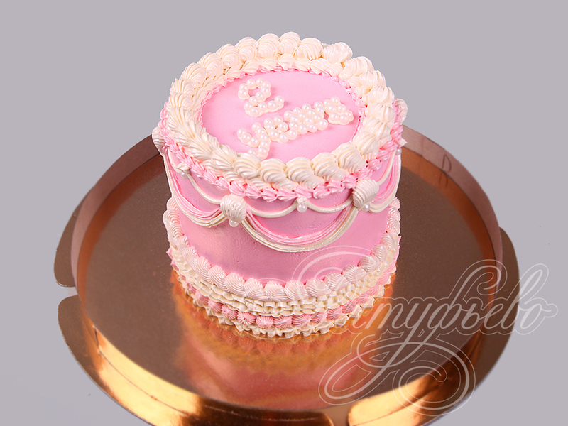Розовый торт для малышки на 2 года 03041022