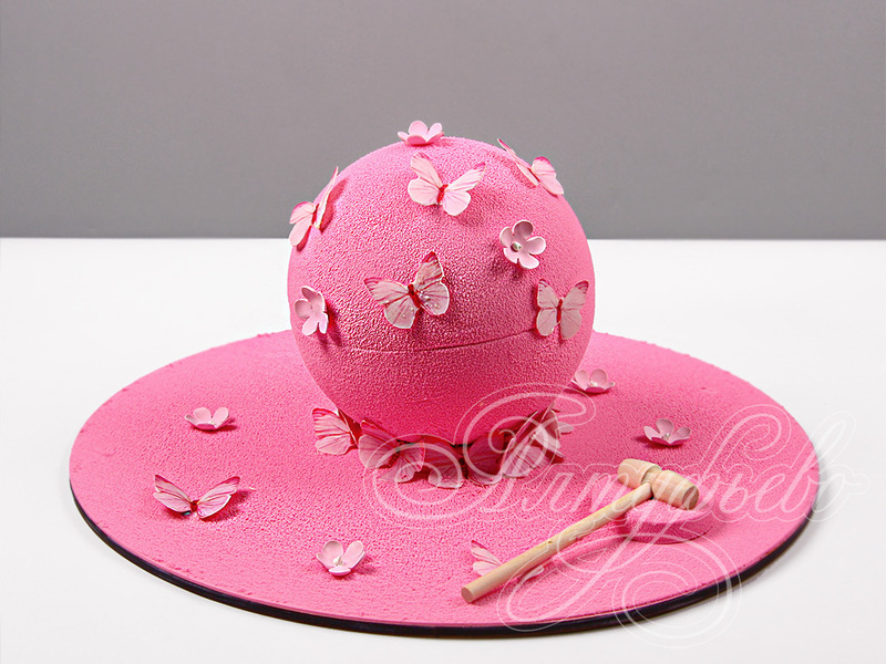 Торт Розовая Бомба с бабочками 0601323