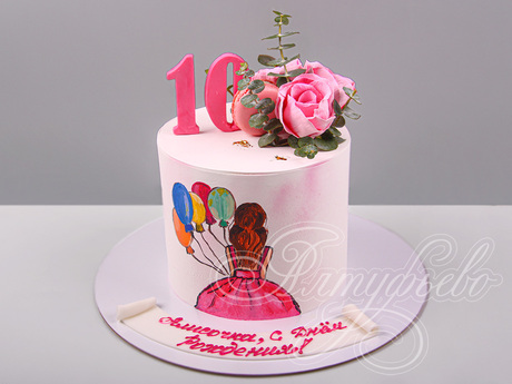 Торт с розами девочке на 10 лет