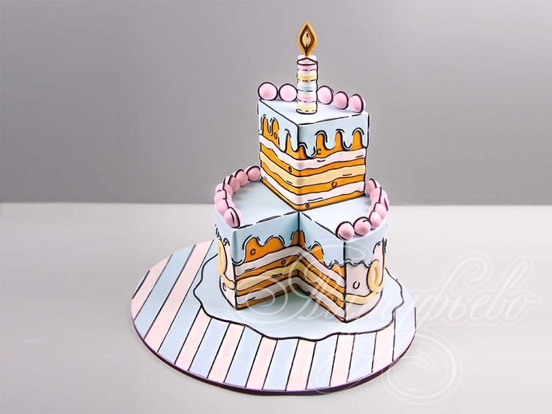 Торт со свечкой в стиле Cartoon cake