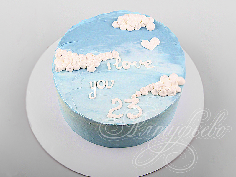 Торт "Люблю тебя до неба" в день рождения одноярусный без мастики