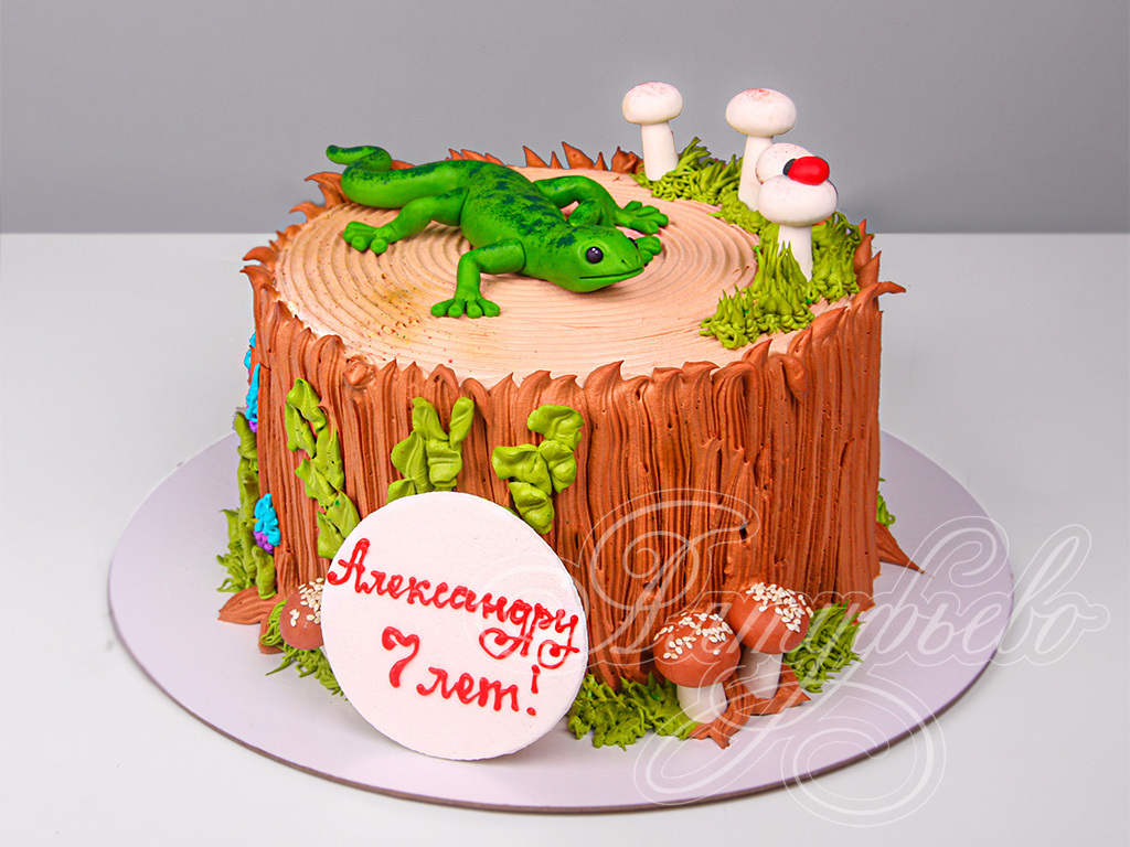 Торт Пенек с ящерицей и грибочками 26084522