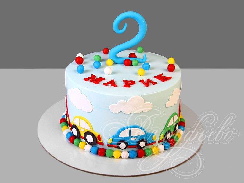 Торт в день рождения на 2 года с машинками
