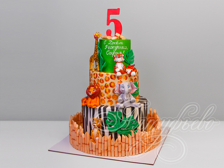 Торт с Животными на 5 лет