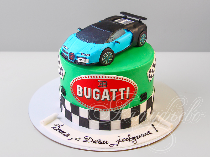 Торт на день рождения мальчику в 5 лет с фигуркой машины Bugatti