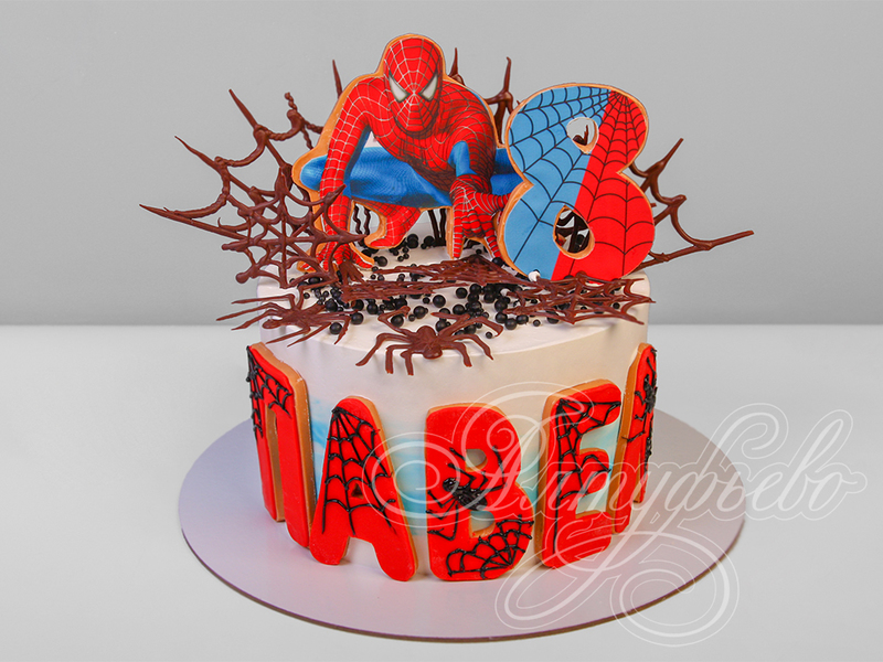 Торт для подростка на день рождения в 8 лет без мастики с Человеком-пауком