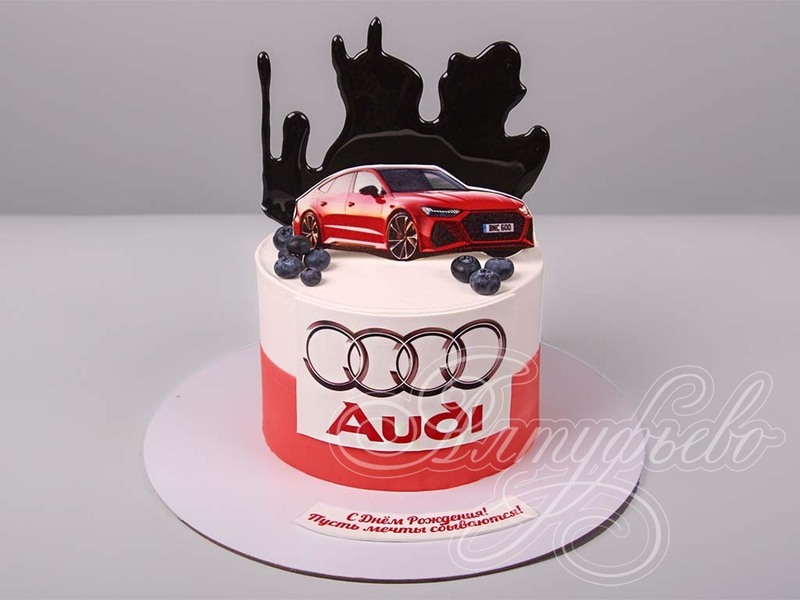 Торт с логотипом и машиной Ауди