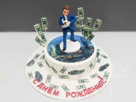 Торт с долларами для бизнесмена