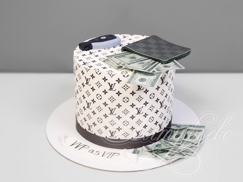 Торт Коробка Луи Виттон с долларами