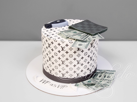 Торт Louis Vuitton с долларами