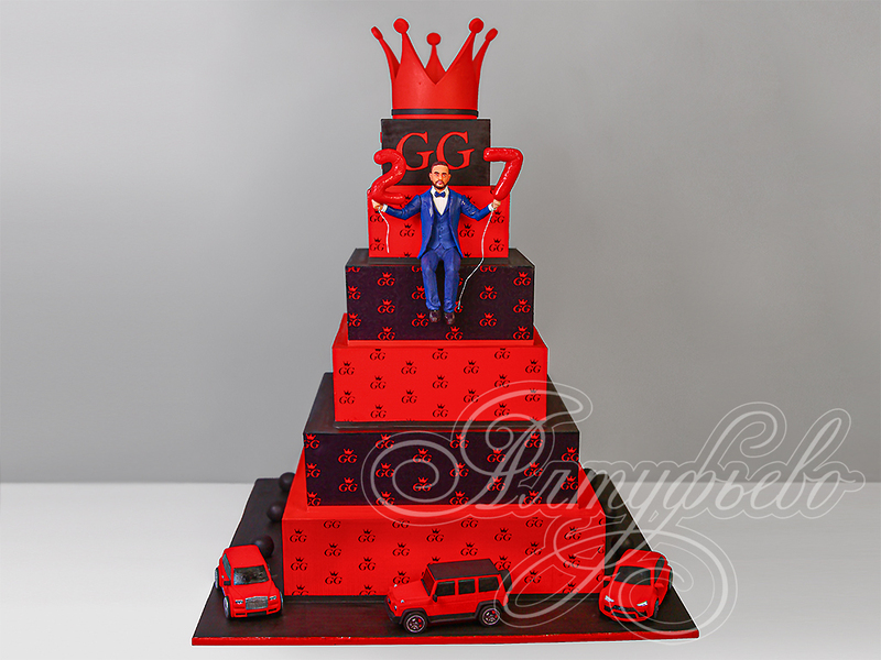 Торт с красным Мерседесом Гелендвагеном мужчинам шестиярусный