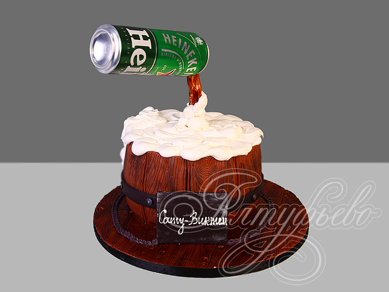 Торт на 25 лет мужу «пиво» в день рождения с мастикой