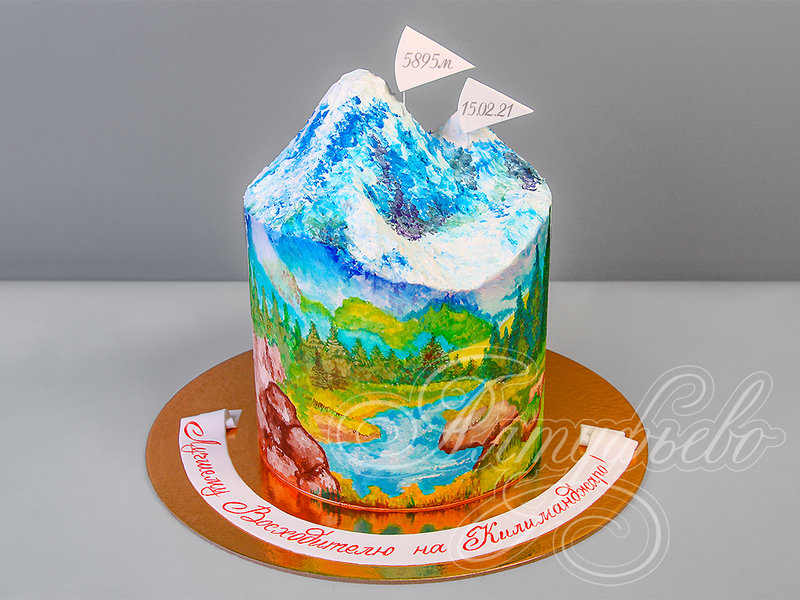 Торт на день рождения одноярусный с мастикой и рисунком