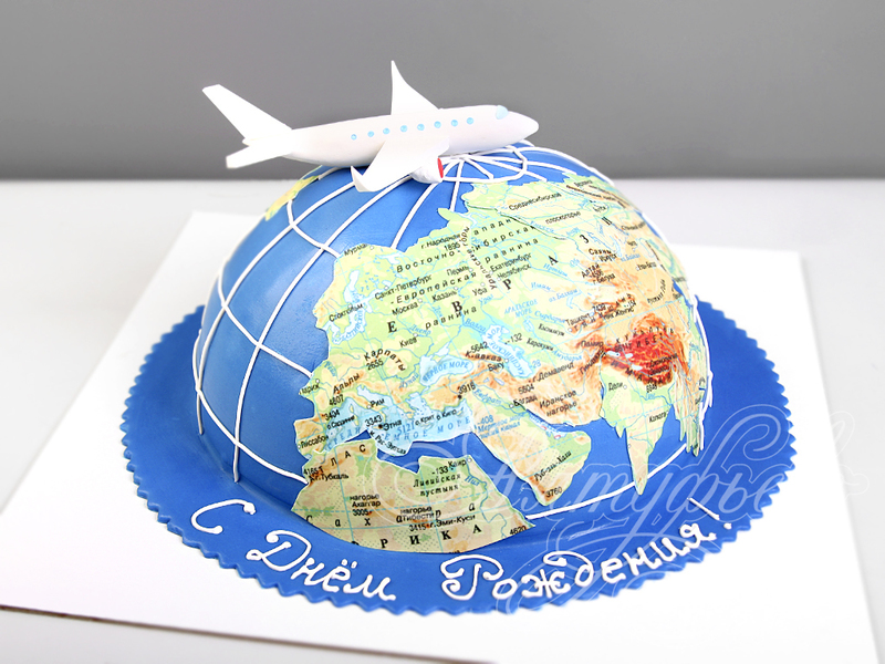 Торт Земной шар с самолетом 13011720