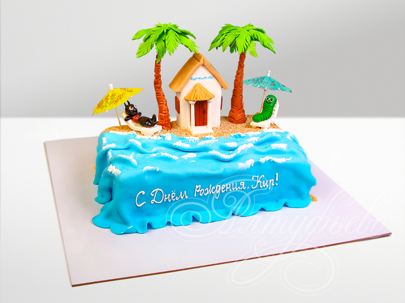 Торт "Отпуск у моря, под пальмами"