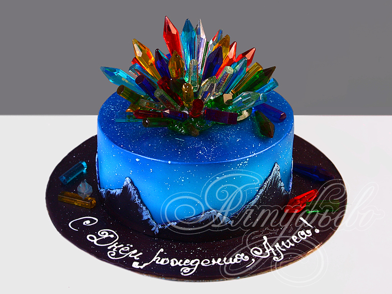 Торт Разноцветные Кристаллы для девочки одноярусный