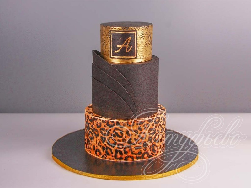 Стильный торт с леопардовым рисунком