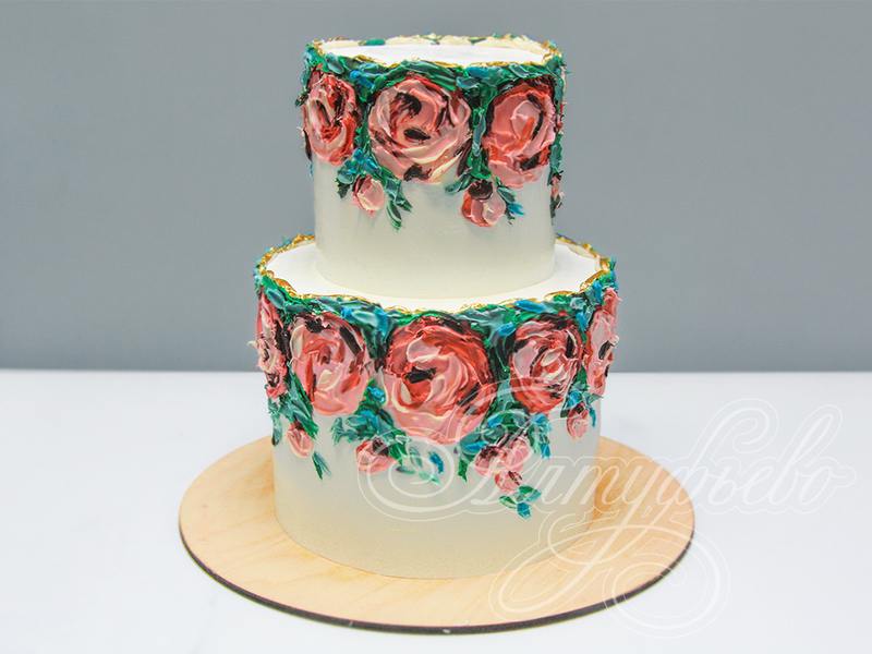 Свадебный торт с розами