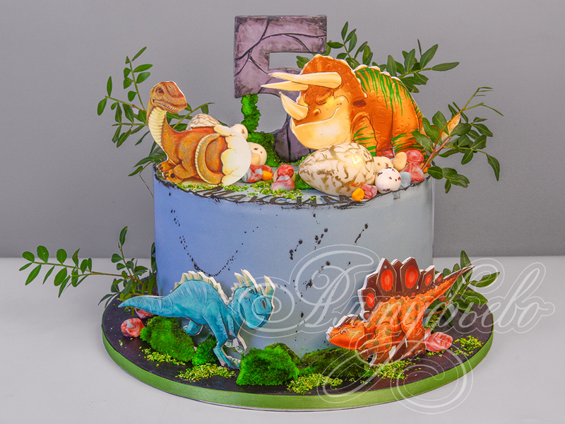 Детский торт для мальчиков на 5 лет с Динозаврами