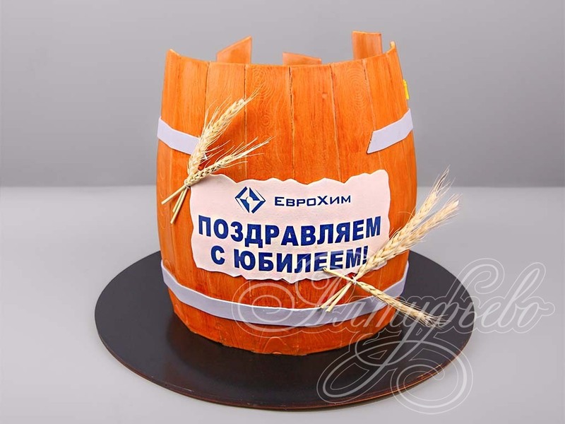 Торт Деревянная бочка с колосками пшеницы