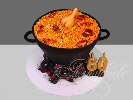 Торт Казан с пловом на 80 лет