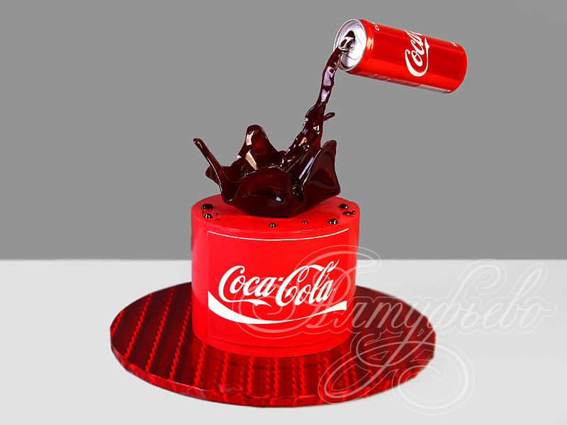 Красный торт Кока Кола одноярусный